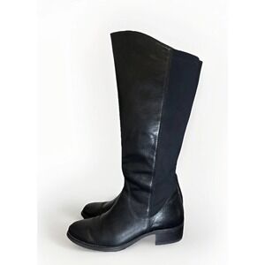 PAUL GREEN Women Black‎ Vario Leather Knee High Riding Stretch Boots US 6.5 UK 4